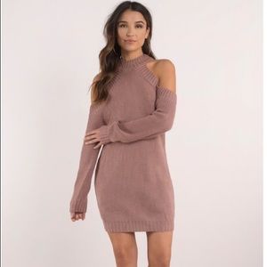 Cold Shoulder Pink Sweater Dress